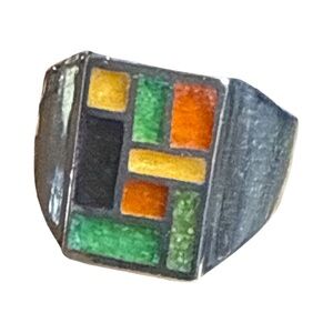 ✨ Sterling Silver Geometric Inlay Ring | Carolyn Pollack